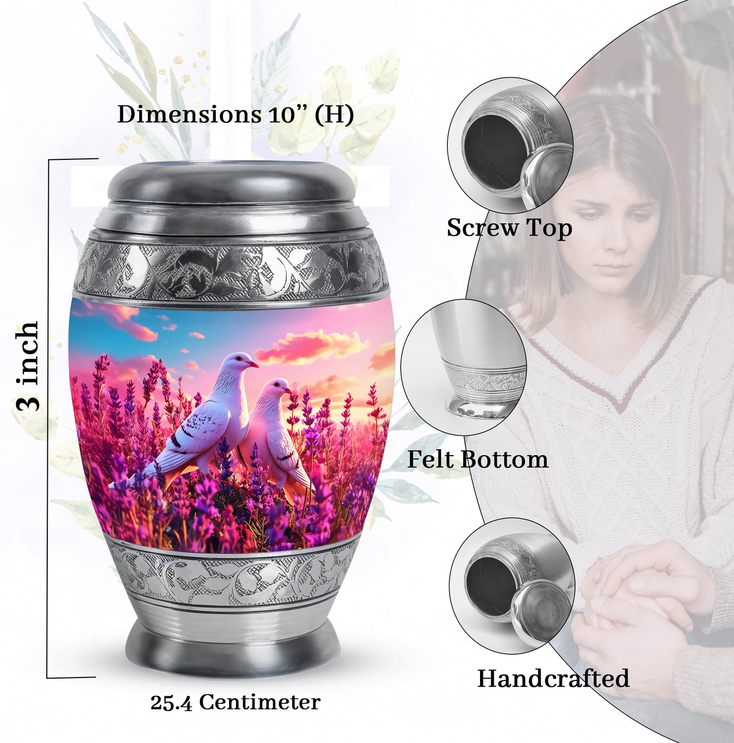 Indigo Dove Cremation Urn lifestyle display on memorial shelf - regal dove design with crown-inspired accents - mini keepsake memorial for portion of cremation ashes