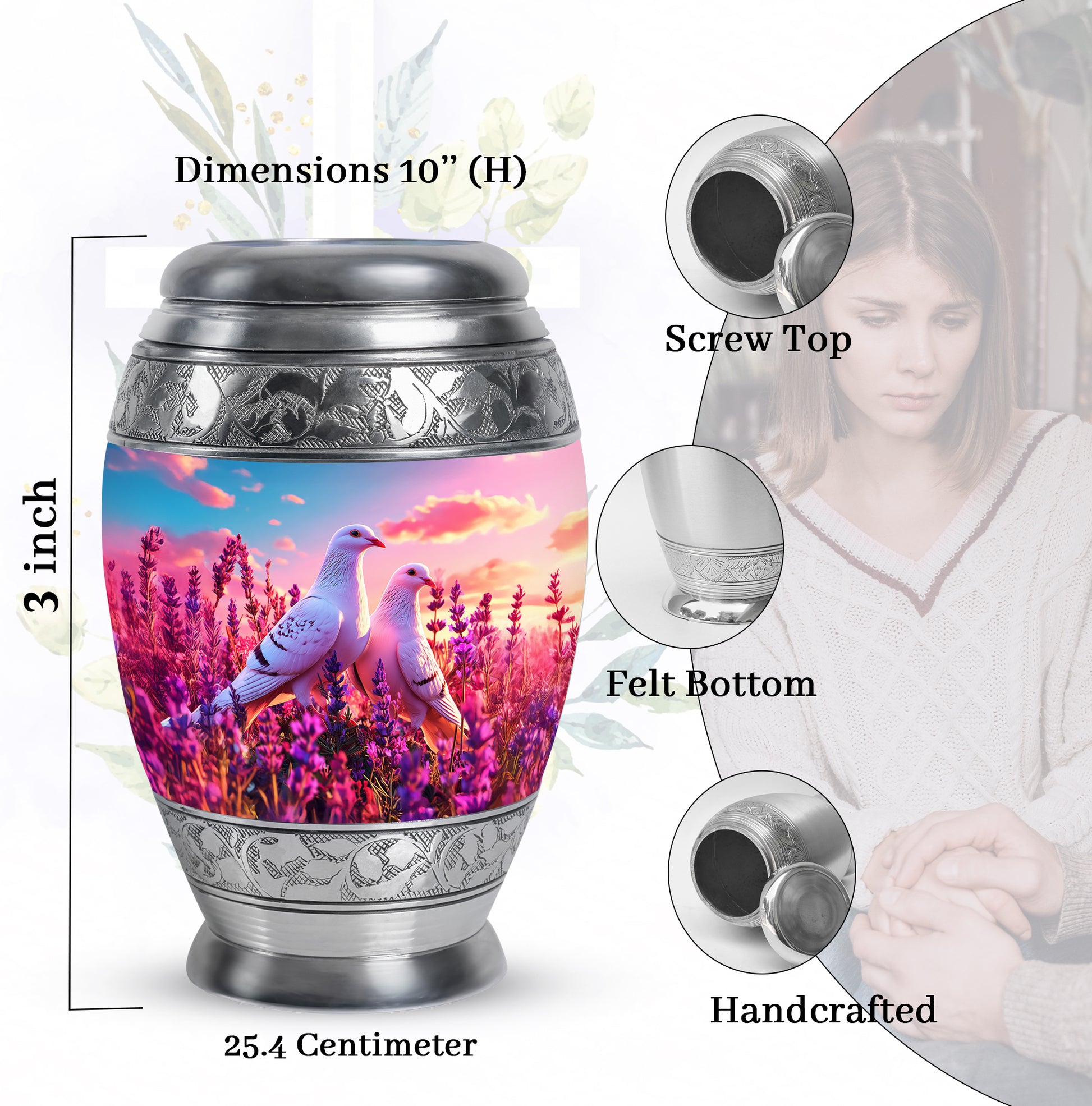 Indigo Dove Cremation Urn lifestyle display on memorial shelf - regal dove design with crown-inspired accents - mini keepsake memorial for portion of cremation ashes