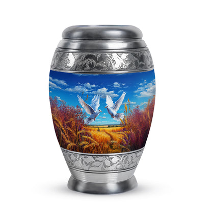 Personalized Eternal Dove Cremation Urns - Blue 10-inch, 200 cu in - Yatskia