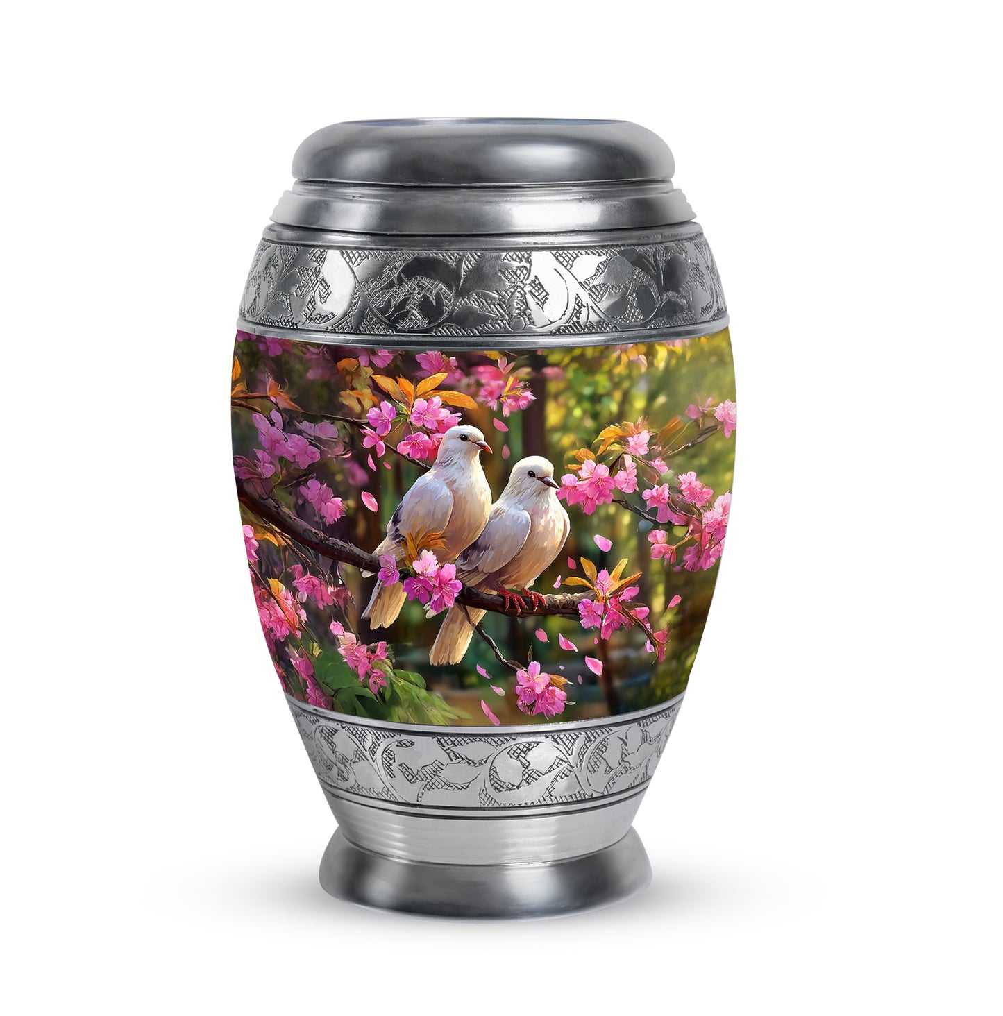 Black Dove Reflection Cremation Urns for Human Ashes - 10-inch, 200 cu in - Yatskia