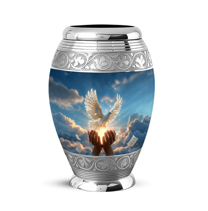 Personalized Dove Cremation Urns - Pristine Blue 10-inch, 200 cu in - Yatskia