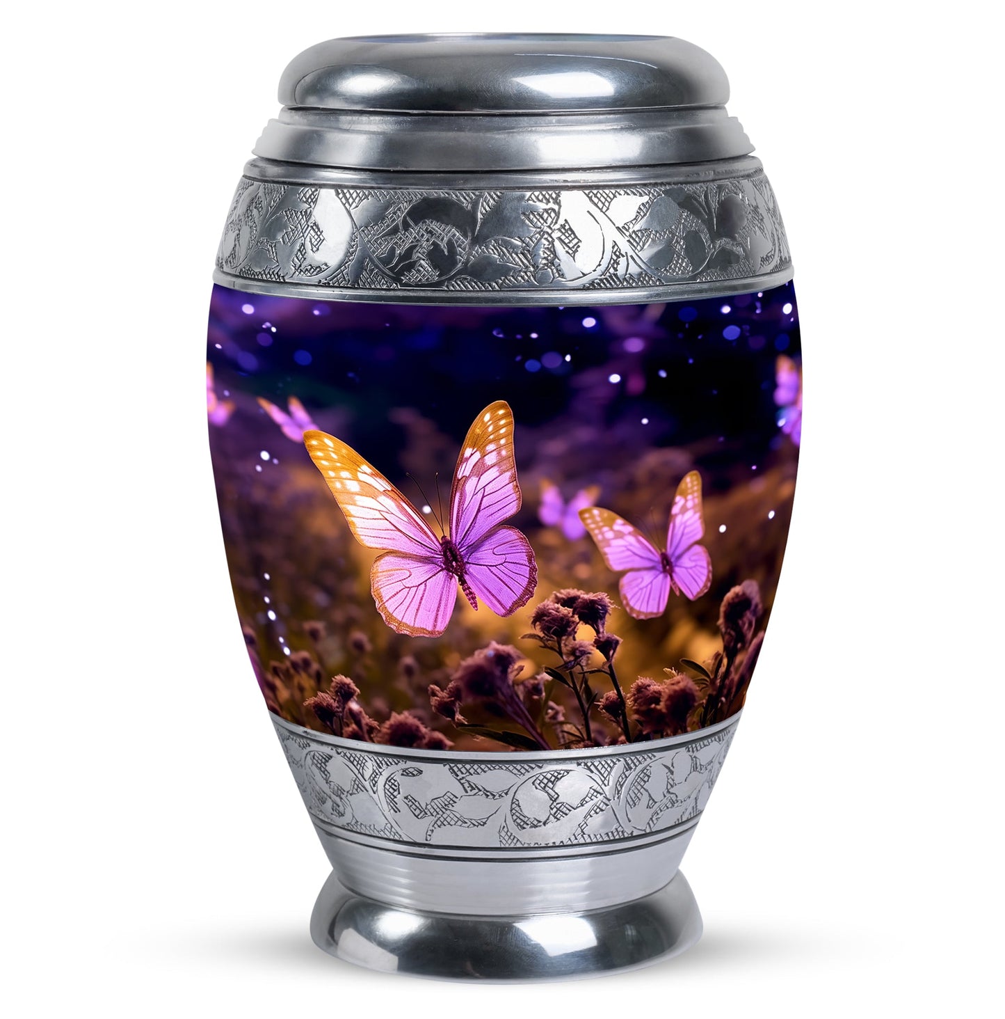Pink Personalized Butterfly Cremation Urn for Women - 10-inch, 200 cu in - Yatskia