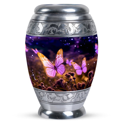 Pink Personalized Butterfly Cremation Urn for Women - 10-inch, 200 cu in - Yatskia