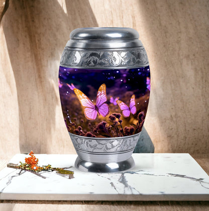 Pink Personalized Butterfly Cremation Urn for Women - 10-inch, 200 cu in - Yatskia