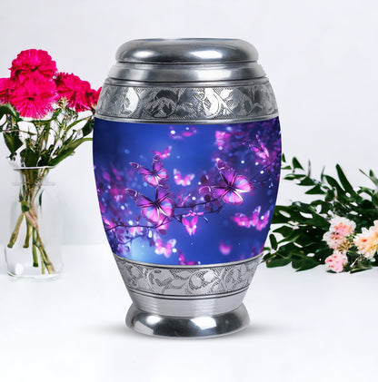 Pink Personalized Butterfly Cremation Urn for Mom - 10-inch, 200 cu in - Yatskia