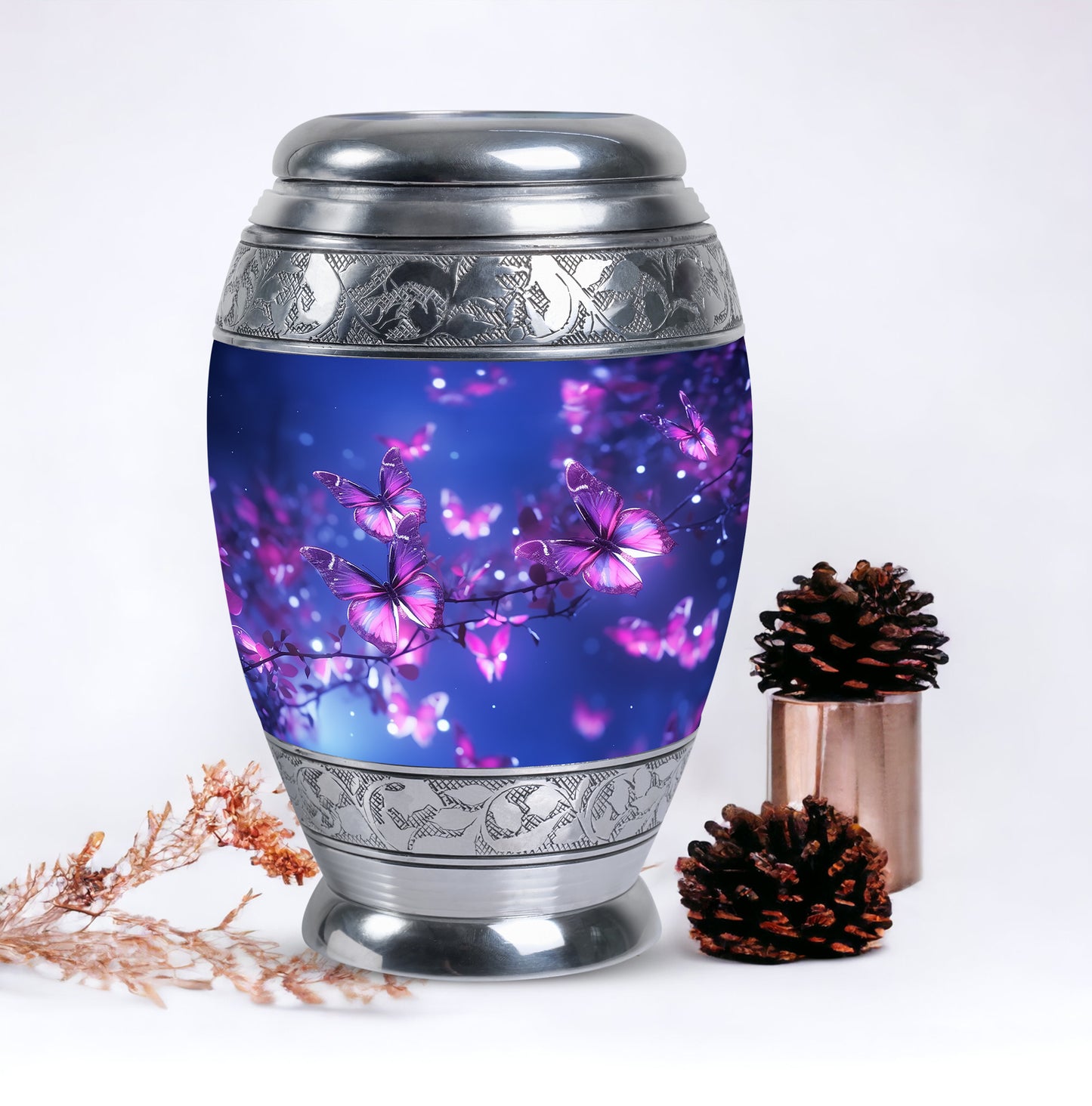 Pink Personalized Butterfly Cremation Urn for Mom - 10-inch, 200 cu in - Yatskia