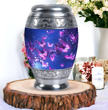 Pink Personalized Butterfly Cremation Urn for Mom - 10-inch, 200 cu in - Yatskia