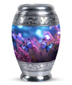 Blue Memorial Urn Tribute - Purple Butterflies Flying Cremation Urn For Ashes