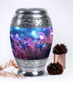 Blue Memorial Urn Tribute - Purple Butterflies Flying Cremation Urn For Ashes