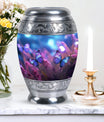 Blue Memorial Urn Tribute - Purple Butterflies Flying Cremation Urn For Ashes