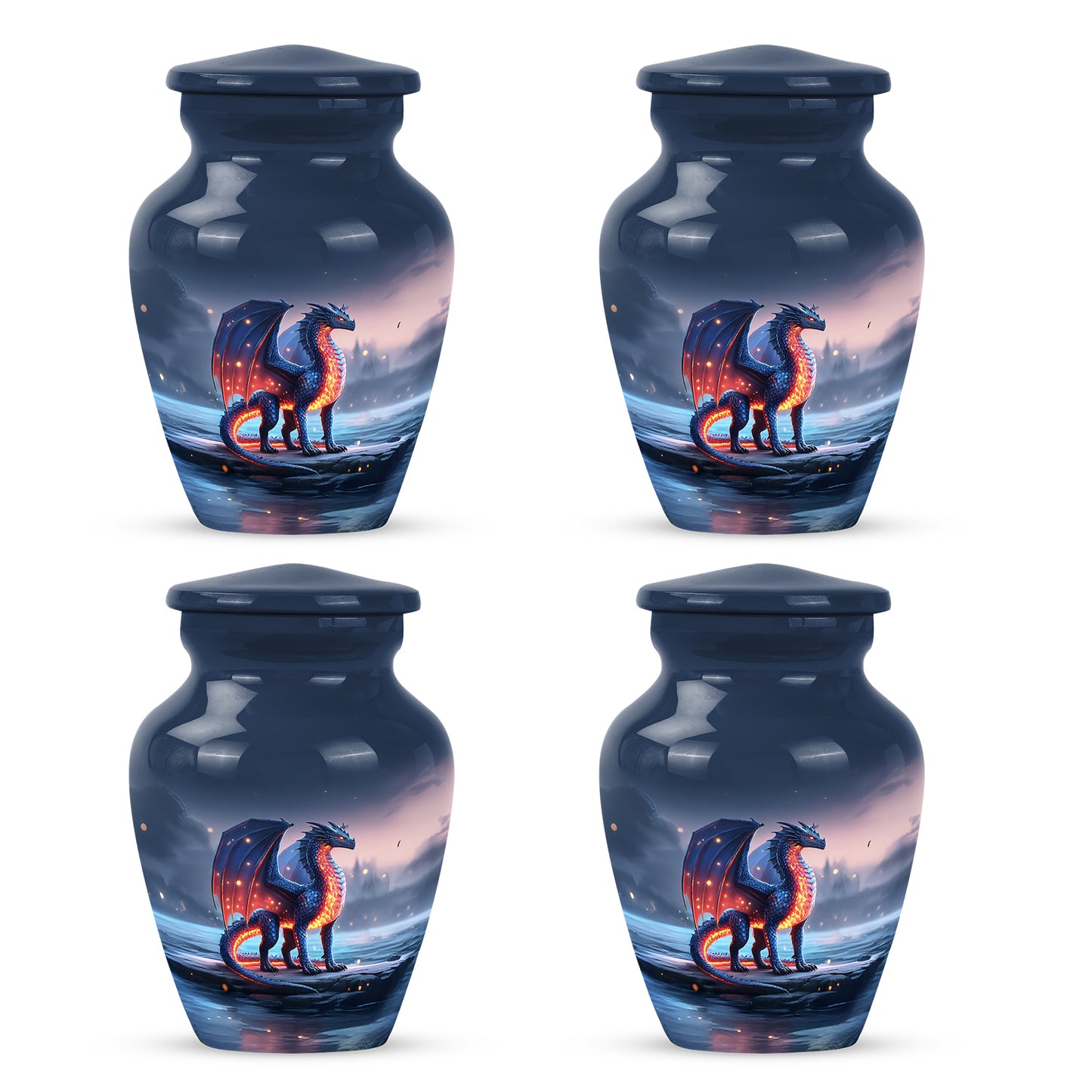 Personalized Fire Dragon Twilight Shore Tribute Urn for Human Ashes
