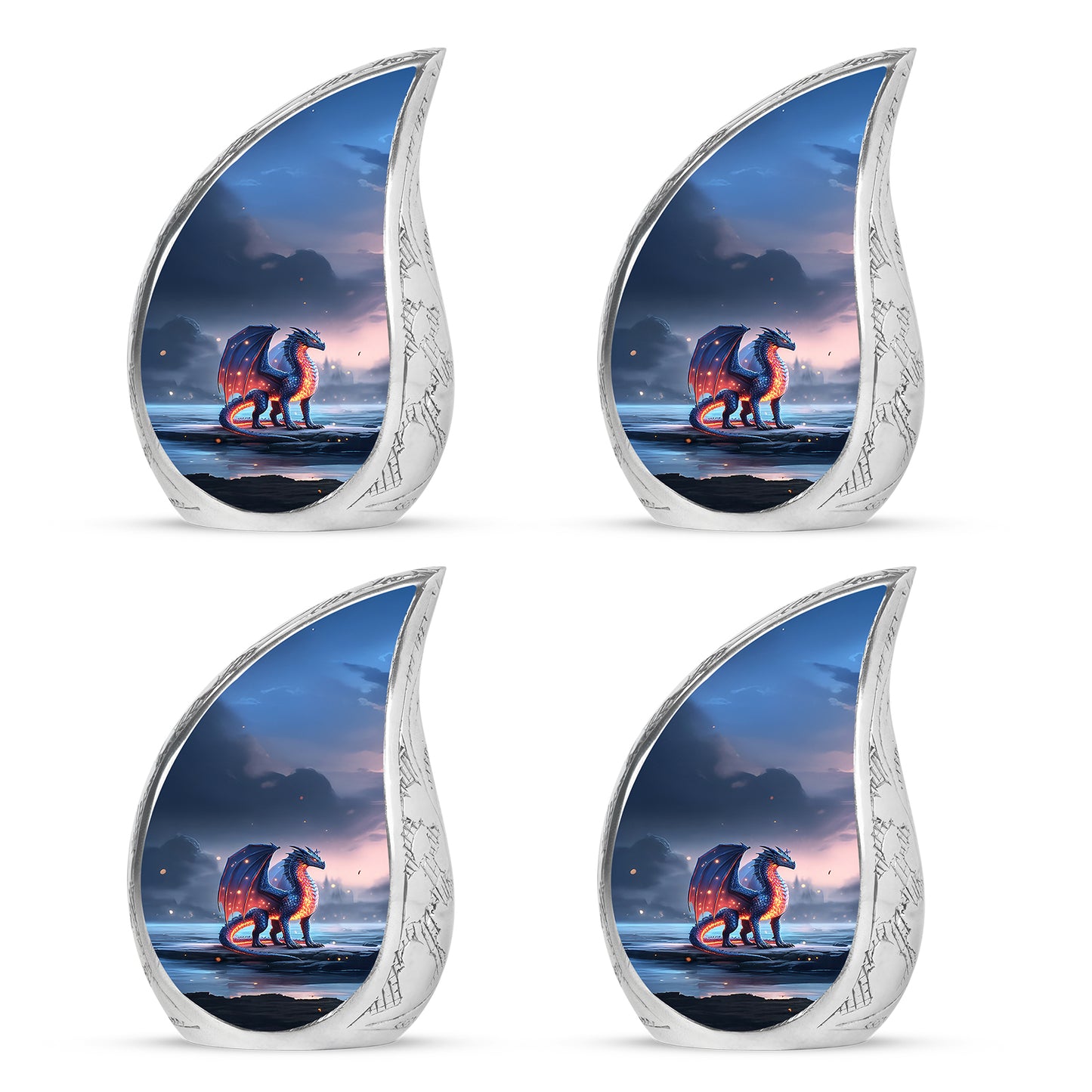 Personalized Fire Dragon Twilight Shore Tribute Urn for Human Ashes