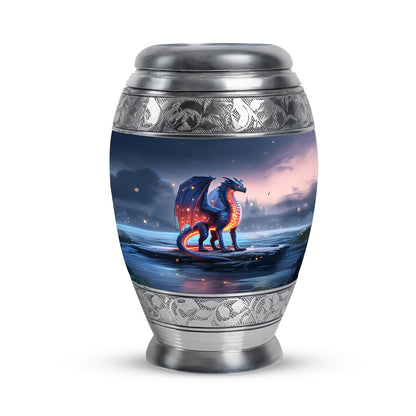 Personalized Fire Dragon Twilight Shore Tribute Urn for Human Ashes