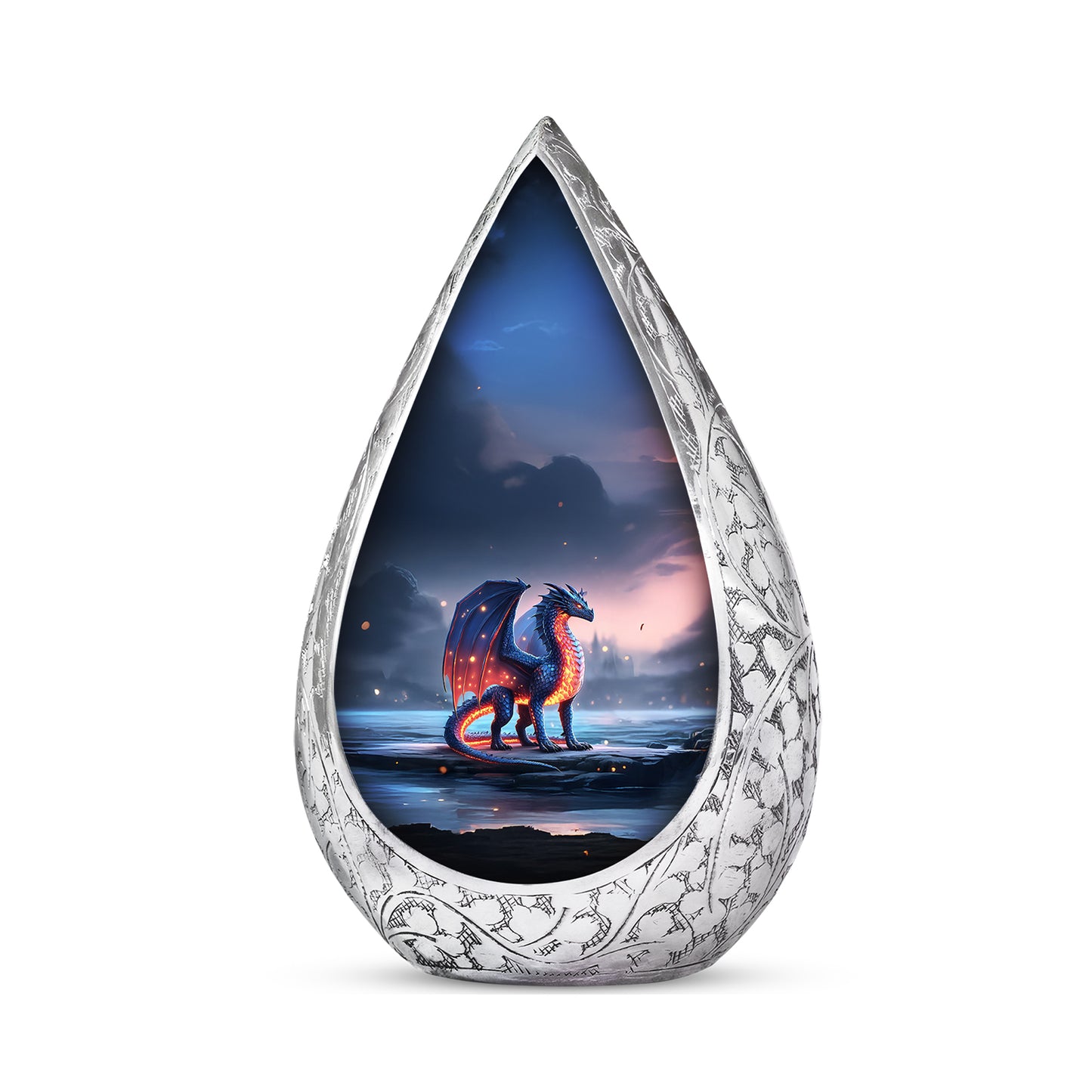 Personalized Fire Dragon Twilight Shore Tribute Urn for Human Ashes