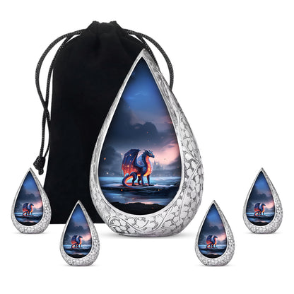 Personalized Fire Dragon Twilight Shore Tribute Urn for Human Ashes