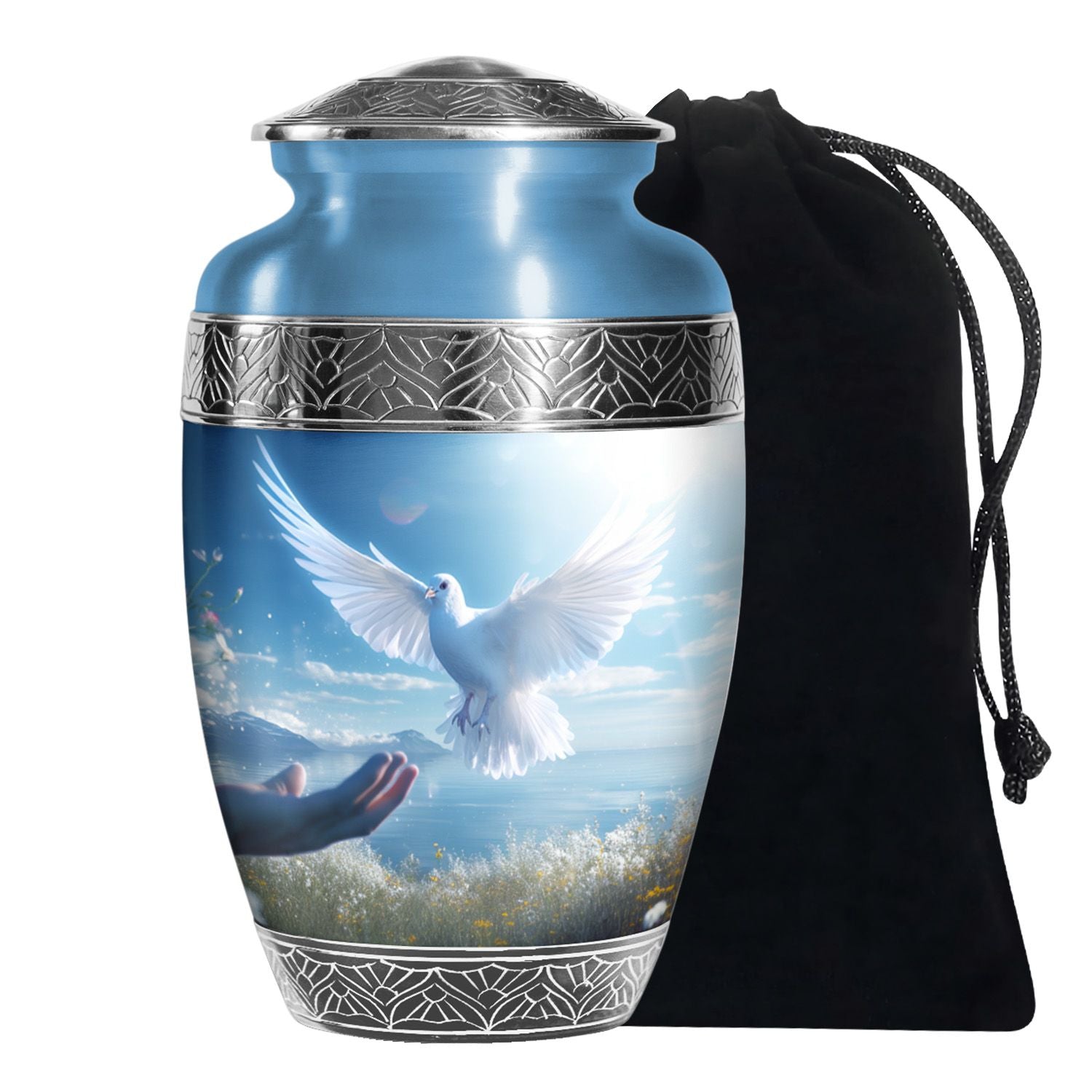Dove Funeral Urn For Human Ashes - Blue Memorial Keepsakes For Ashes