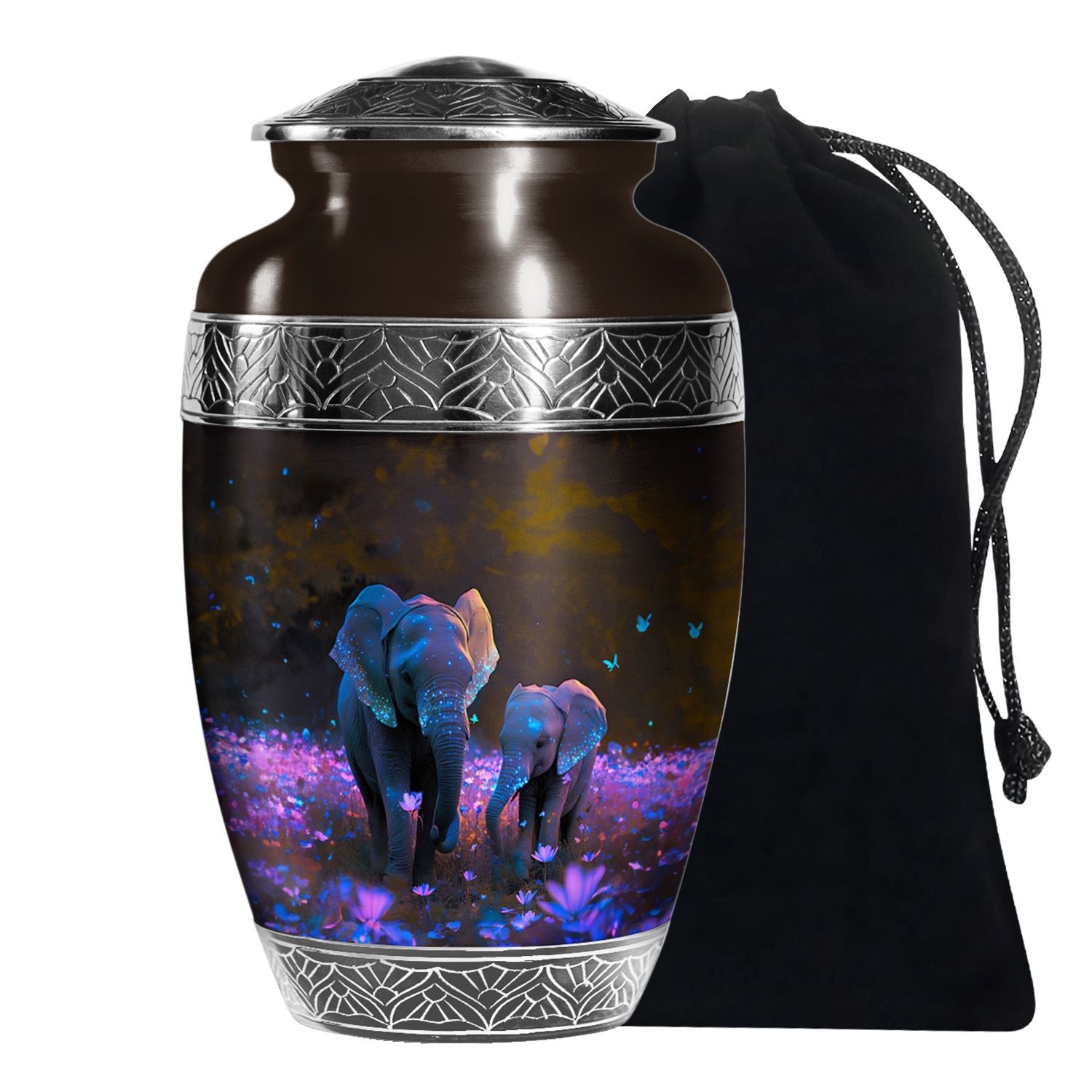 Elephant Floral Urn for Human Ashes Adult - Keepsake Funeral Urns