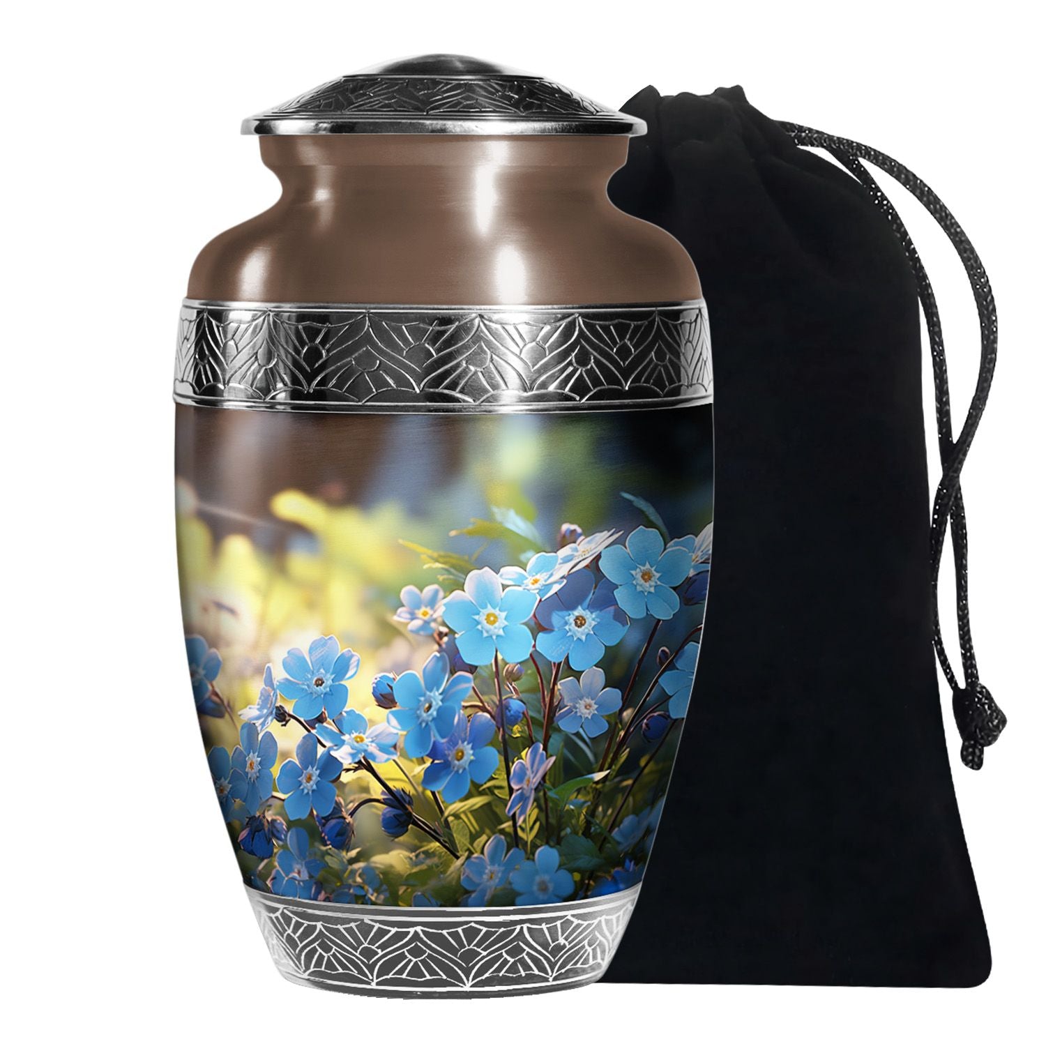 Forget Me Not Flower Cremation Urn for Human Ashes - Scorpion Grasses Urn