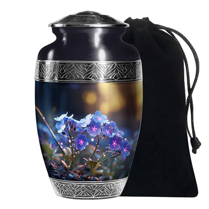 Blue Personalized Flower Memorial Urn for Adults - Yatskia