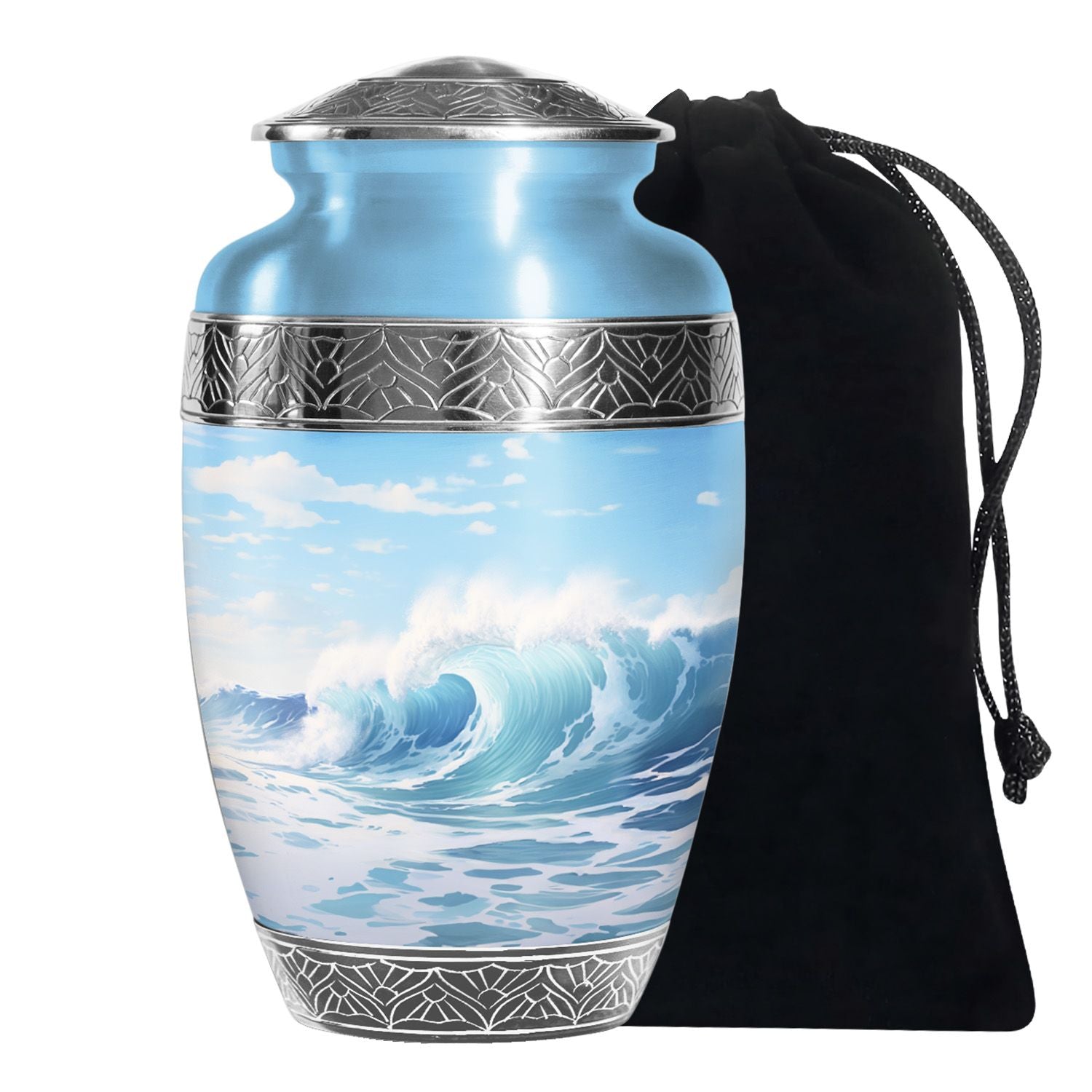 Ocean Waves Memorial Cremation Urn For Human Ashes– Sea Urn Keepsake For Funeral