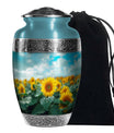 Sunflower Large Urns For Human Ashes – Floral Funeral Urns For Women