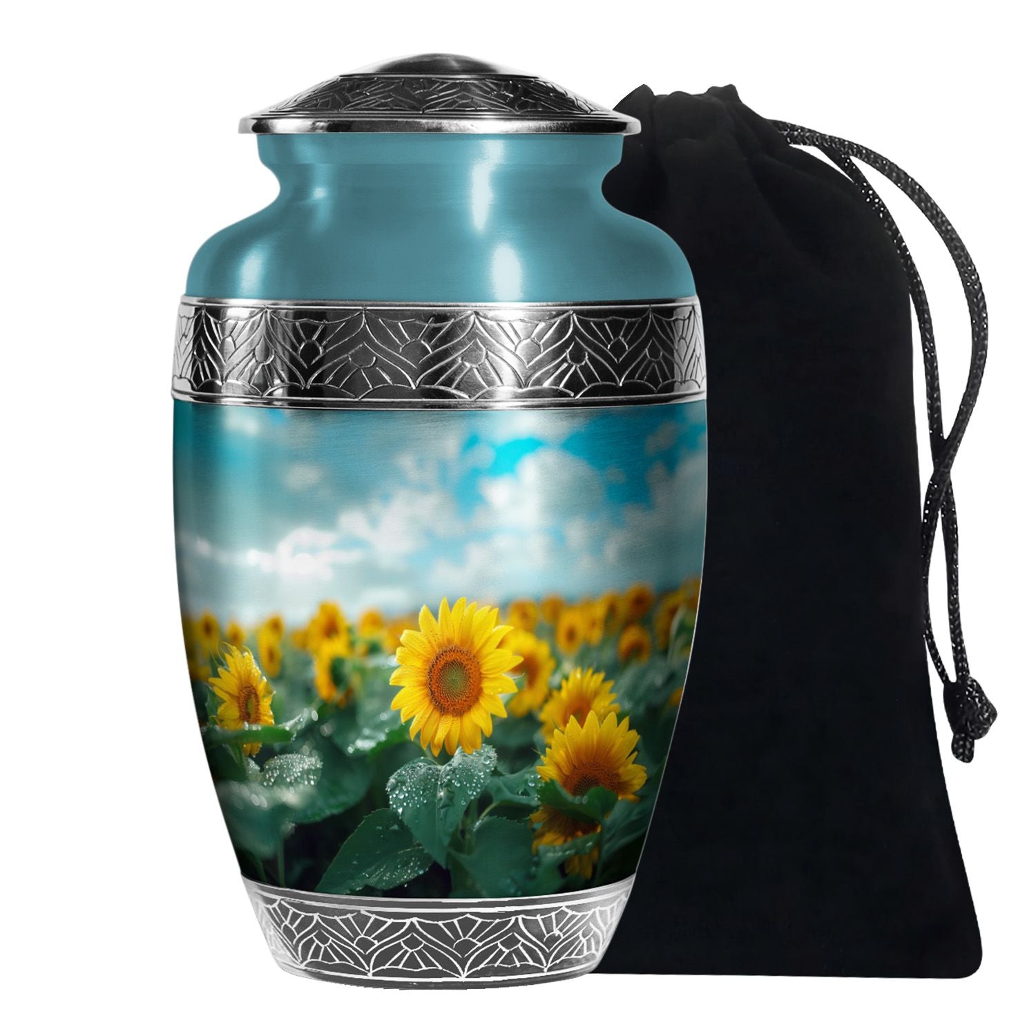 Sunflower Large Urns For Human Ashes – Floral Funeral Urns For Women