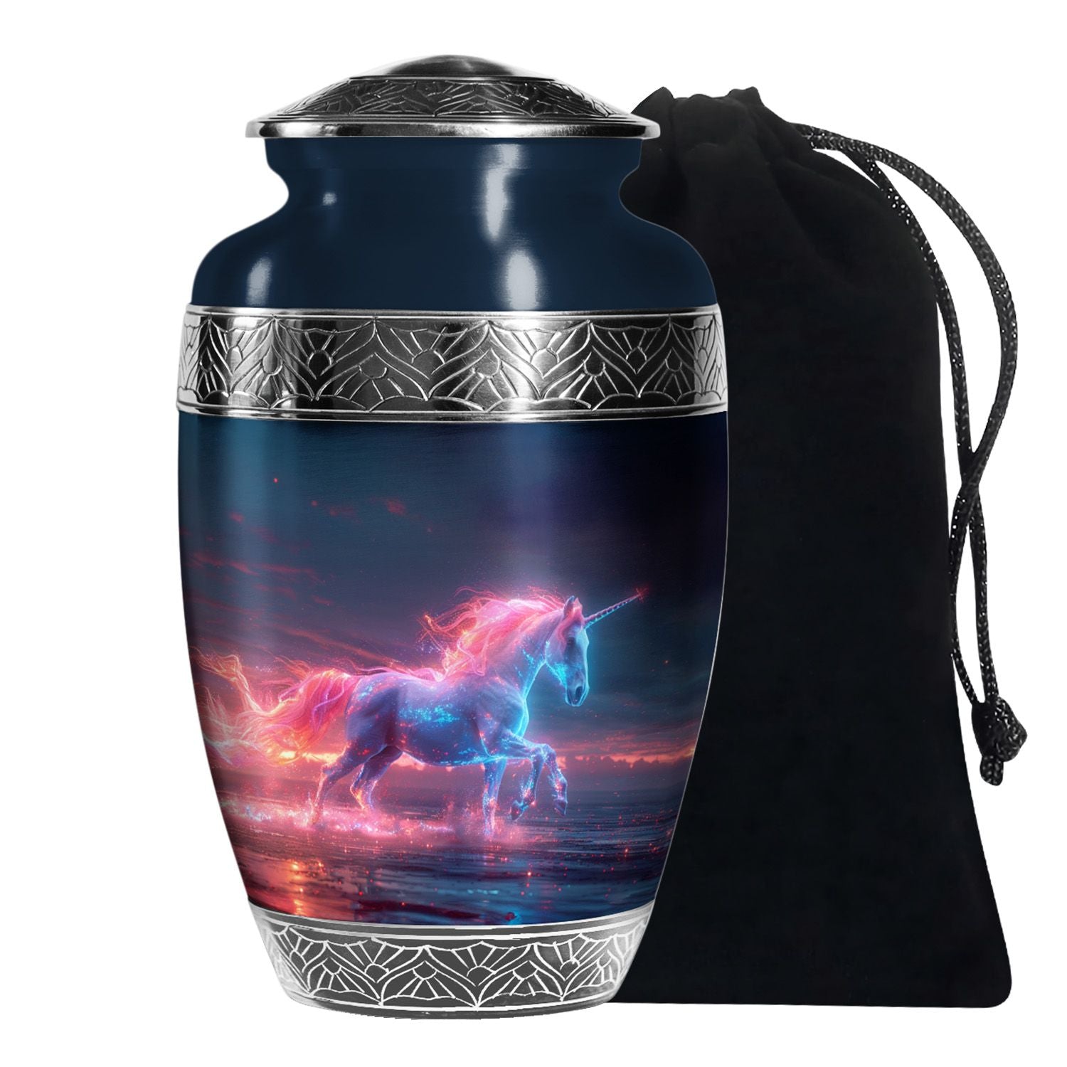 Neon Unicorn Burial Urns For Human Ashes – Neon Fantasy Art Keepsake Urn For Women