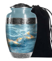 Blue Ocean Swirl Abstract Cremation Urn for Ashes - Urn For Adult Female Ashes