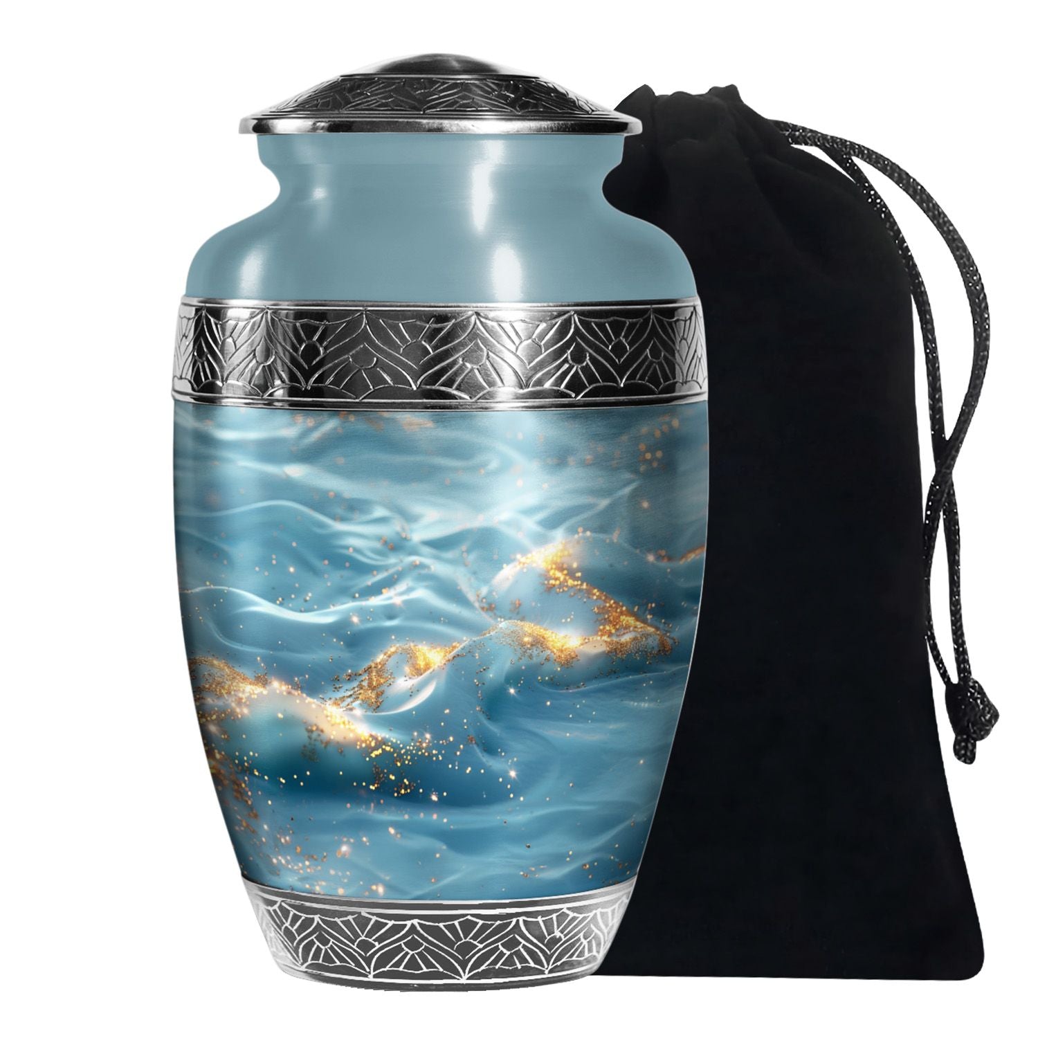 Blue Ocean Swirl Abstract Cremation Urn for Ashes - Urn For Adult Female Ashes