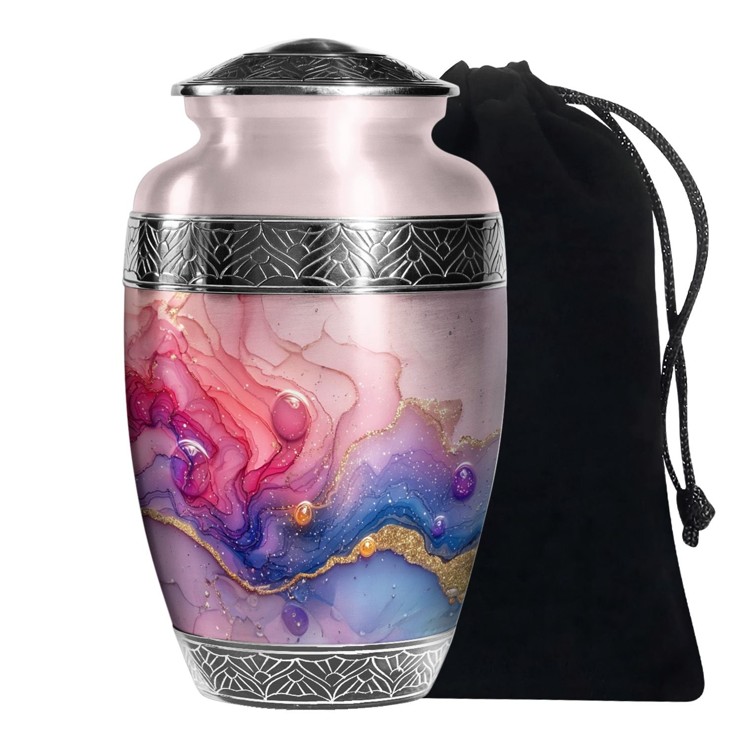Watercolor Swirl Abstract Cremation Urn for Ashes - Pink Urn For Mom