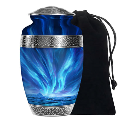 Blue Personalized Galaxy Cremation Urn for Human Ashes - 10-inch, 200 cu in - Yatskia
