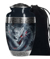 Dragon Urn for Human Ashes – Fierce Grey Red Eyed Cremation Urn Adult Male