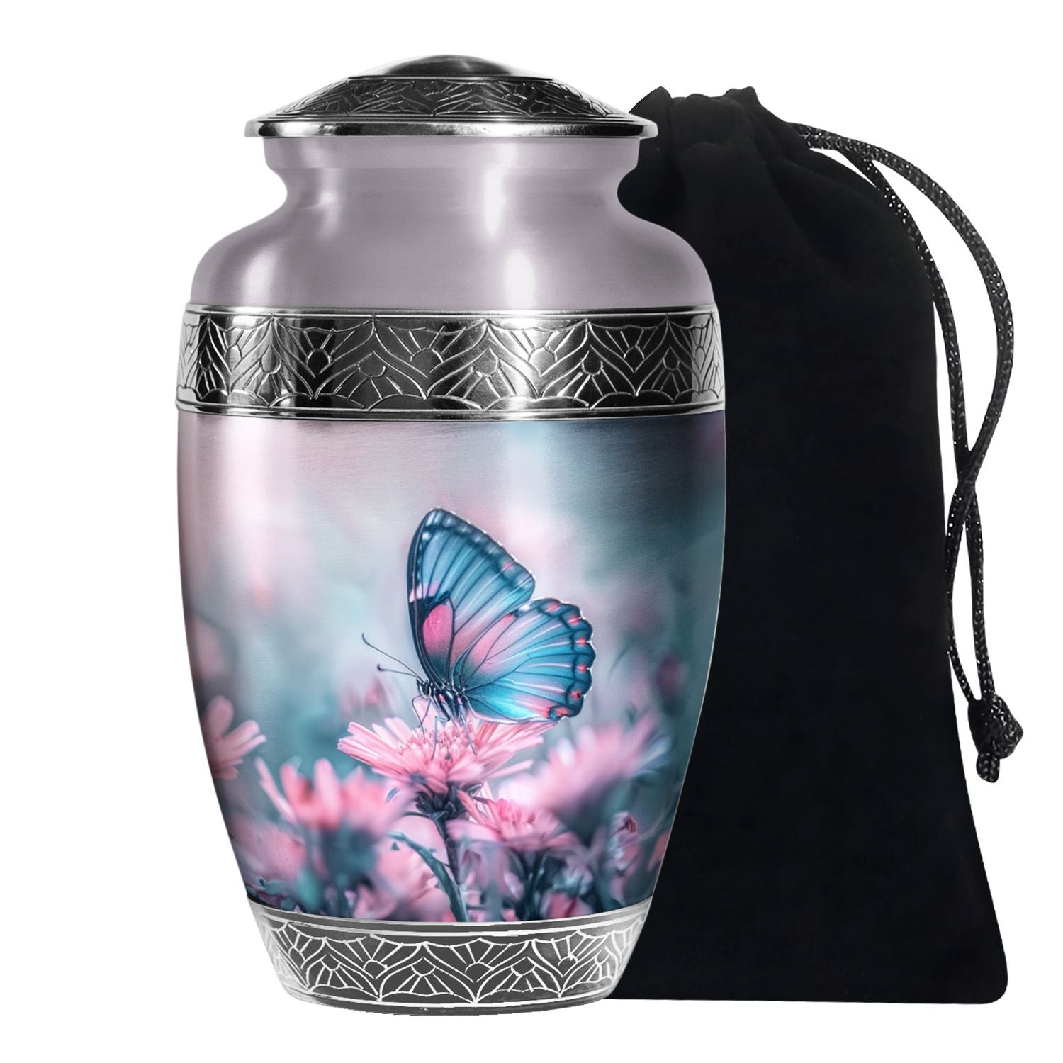 Blue Butterfly Cremation Urns – Pink Floral Urn for Adult Women