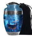 Blue Guitar Urn for Human Ashes – Neon Blue Decorative Urn Keepsake
