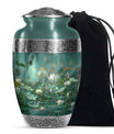 Lotus Cremation Urn for Women – Green Floral Funeral Urn For Ashes Female