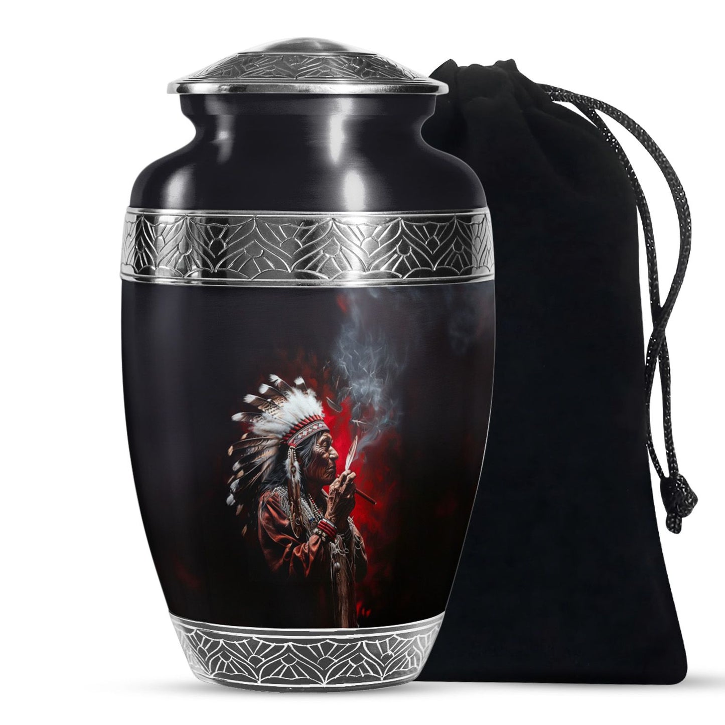 Personalized Native American Keepsake Urn for Human Ashes - 10-inch, 200 cu in - Yatskia