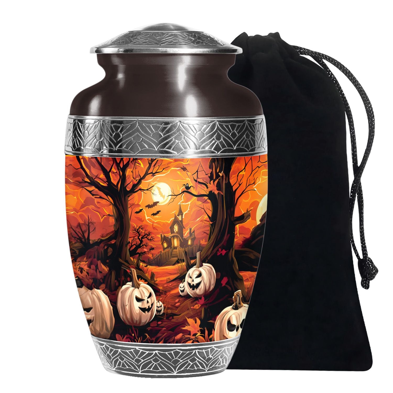 Halloween Pumpkin Urn For Men & Women – Haunted House Urn For Cremations Ashes