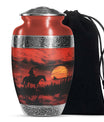 Large Cowboy Cremation Urn for Adult Ashes - Red Cowboy Cremation Keepsakes For Ashes