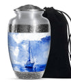 Sailboat Artistic Cremation Urn – Blue Large Human Ashes Urn