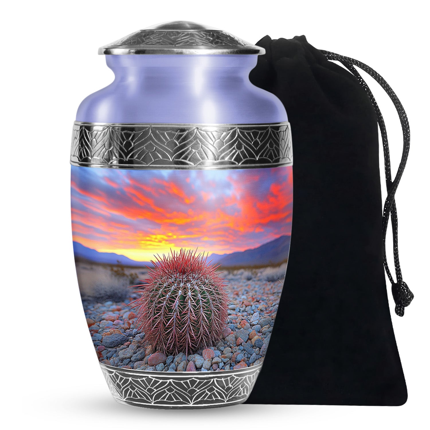 Cactus Sunset Memorial Urn – Desert Urn Keepsake For Human Ashes