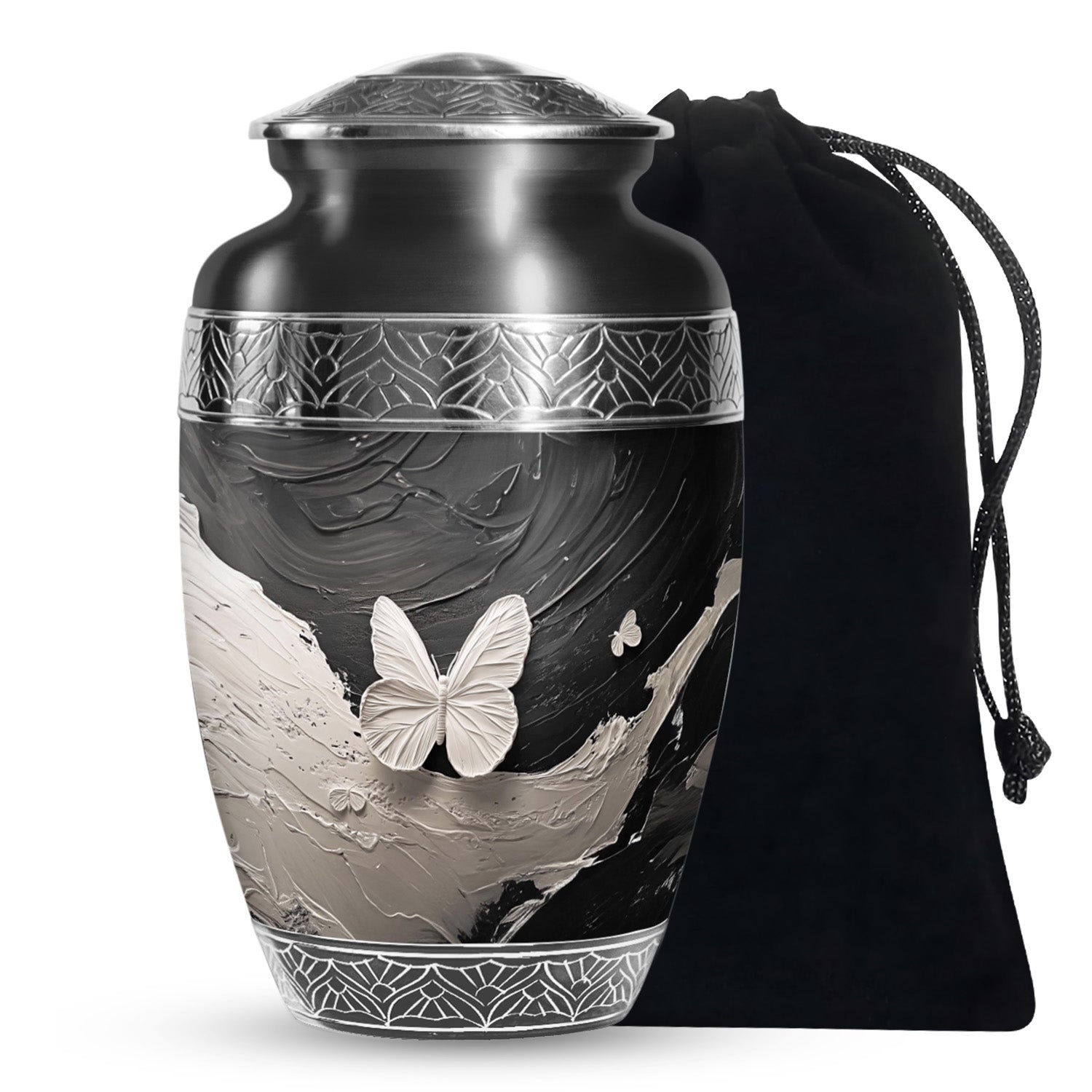 Butterfly Cremation Urn – Black & White Burial Urns For Ashes