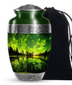 Aurora Borealis Cremation Urn for Adult Ashes - Green Memorial Urn For Cremation