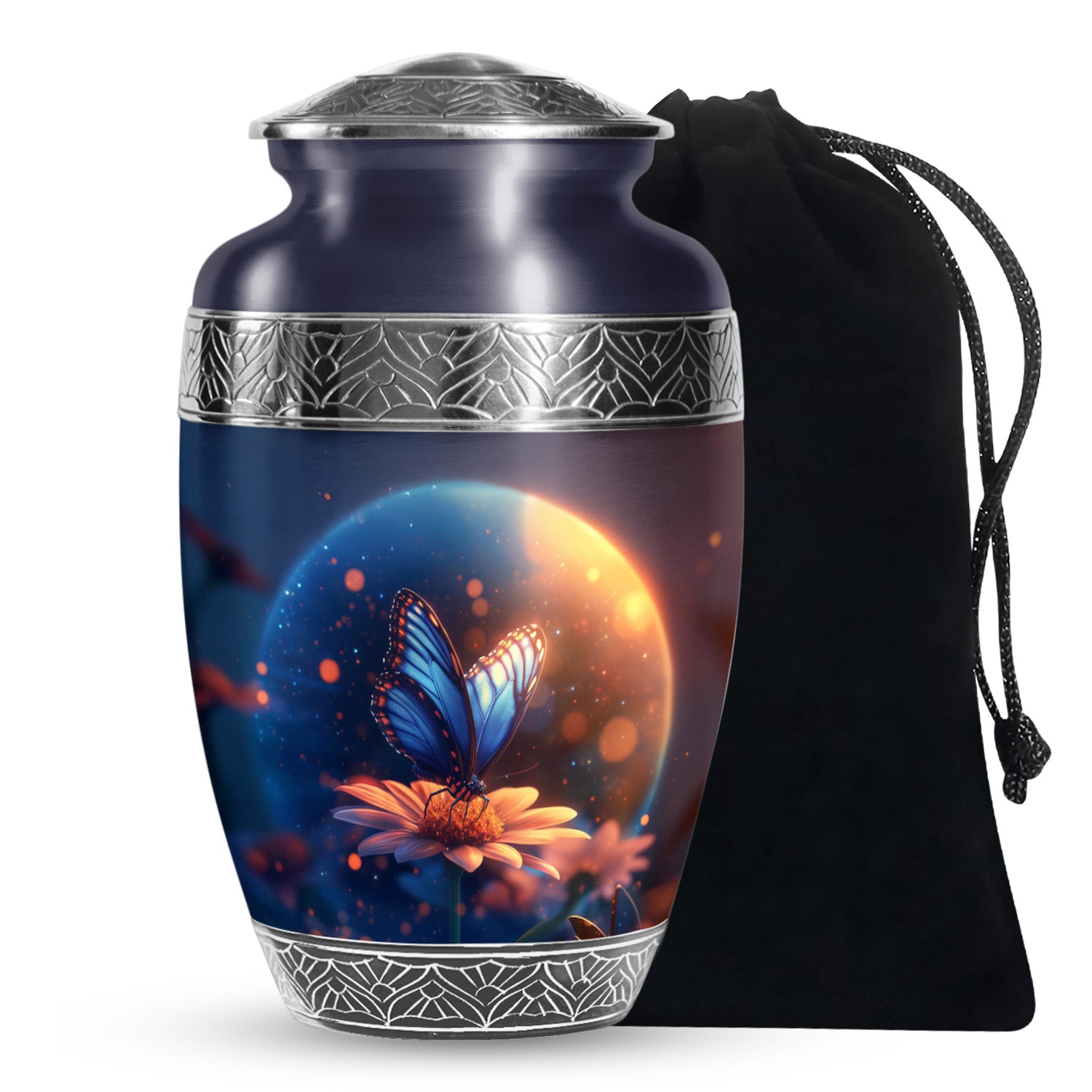 Bule Butterfly Urn For Mom - Sun Flower Cremation Urn For Ashes