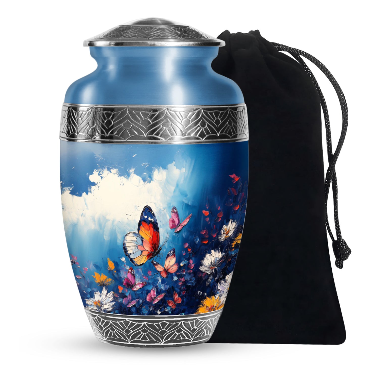 Colorful Personalized Butterfly Memorial Urn for Human Ashes - 10-inch, 200 cu in - Yatskia