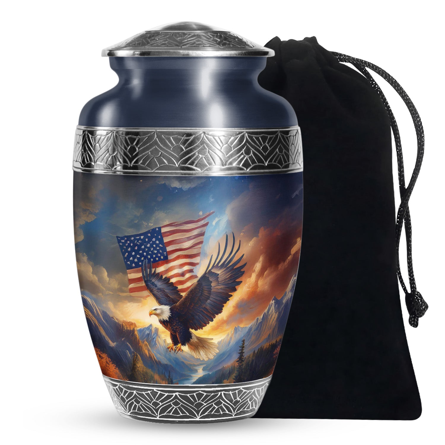 Eagle Cremation Urn for Ashes - American Flag Patriotic Memorial Ashes Keepsake