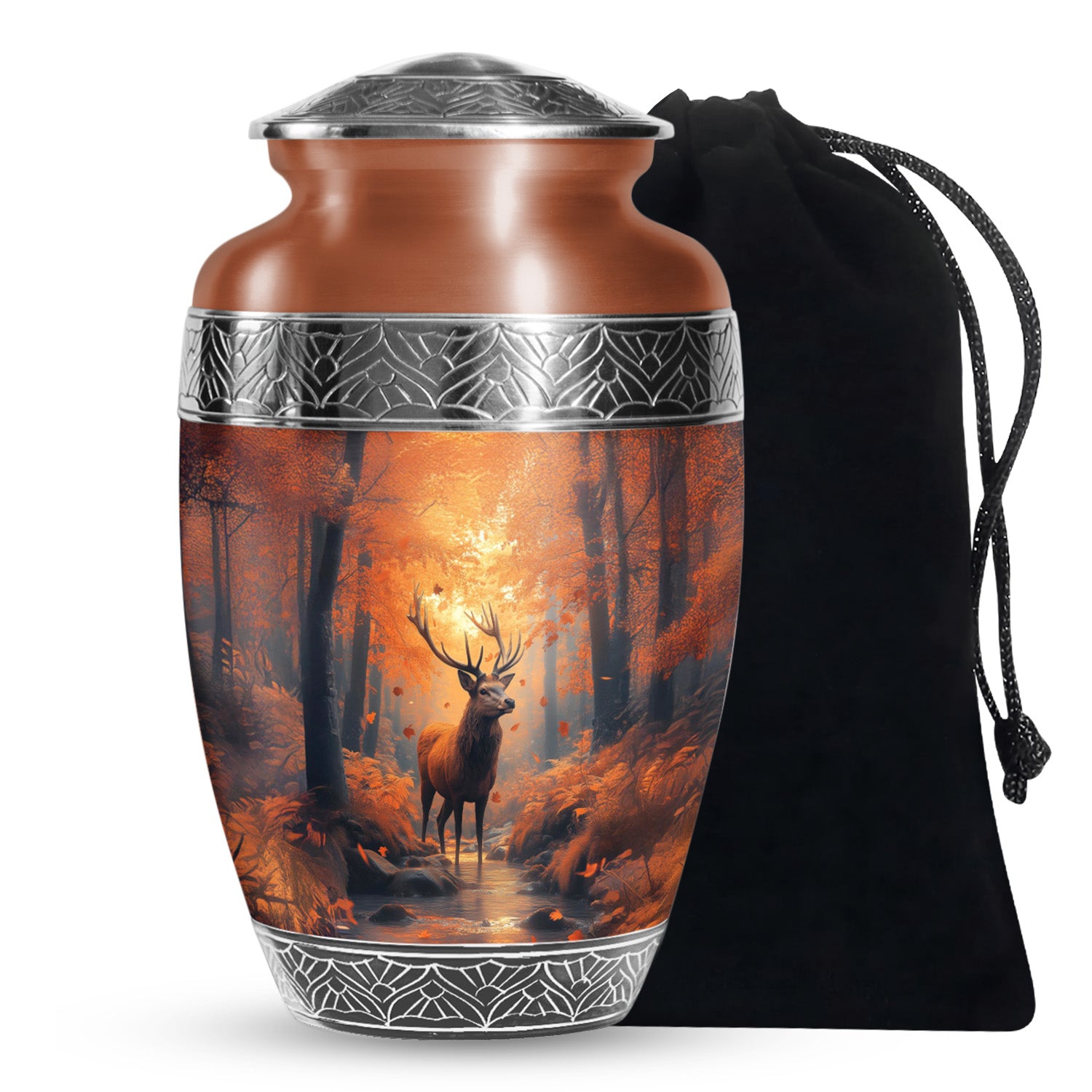 Deer Cremation Urn For Mom – Autumn Forest Tribute Urn For Female