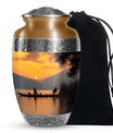 Fishing Yellow Cremation Urn for Ashes – Sunset Lake Large Cremation Urns