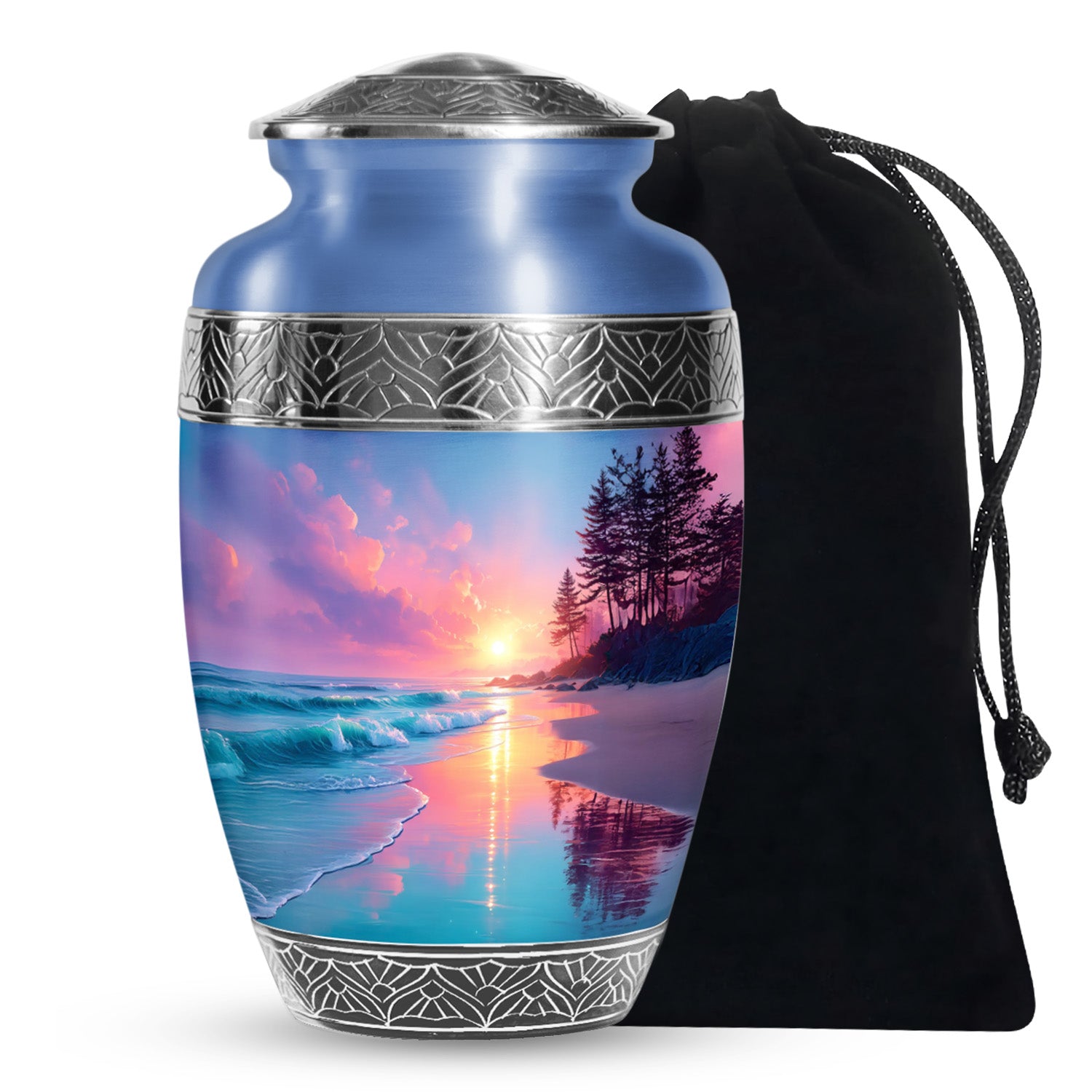 Beach Pink Sunset Adult Cremation Urns – Ocean Shore Funeral Ashes Urn