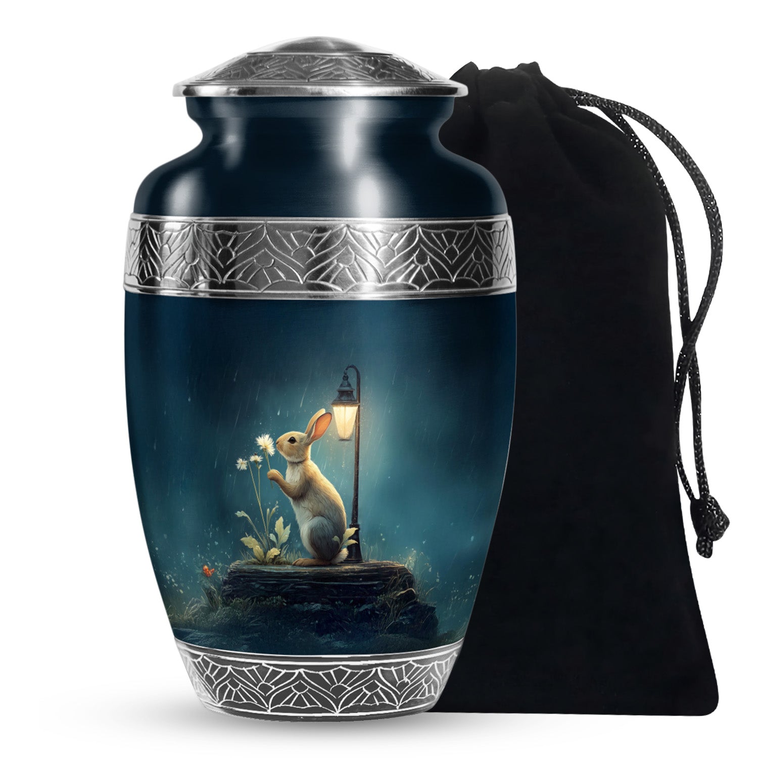 Bunny Cremation Urn for Adult Human Ashes - White Rabbit Burial Urns For Ground