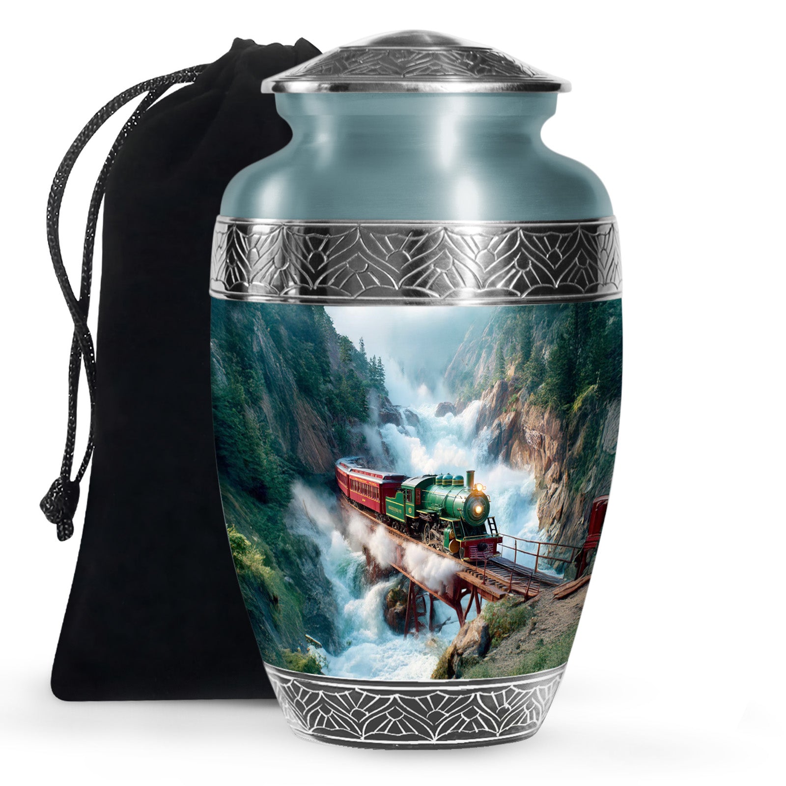 Train Large Cremation Urn for Adult Human Ashes - Men Urns For Human Ashes